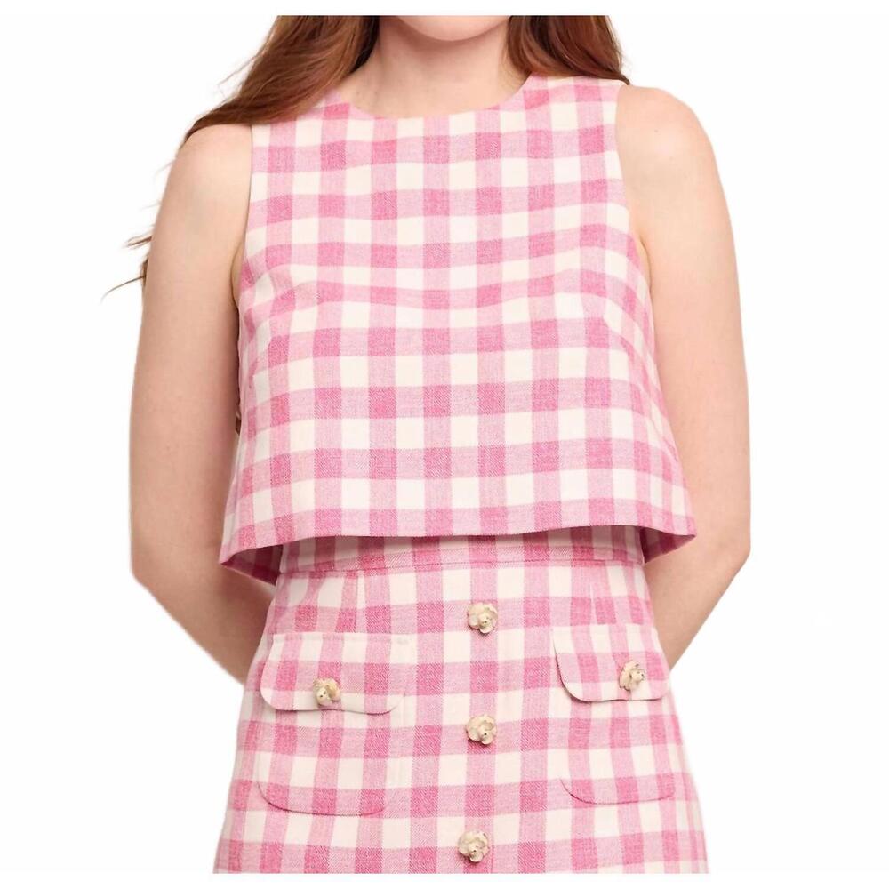 NEW CARA CARA debbie top in pink boucle grid - Picture 3 of 5